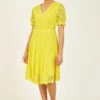 Yumi Yellow Lace Tea Dress
