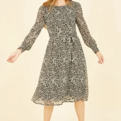 Yumi Black Leopard Long Sleeve Skater Dress -Cheap My Dreamy Dress Store yumi black leopard long sleeve skater dress p18003 140356 image