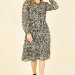 Yumi Black Leopard Long Sleeve Skater Dress -Cheap My Dreamy Dress Store yumi black leopard long sleeve skater dress p18003 140358 image