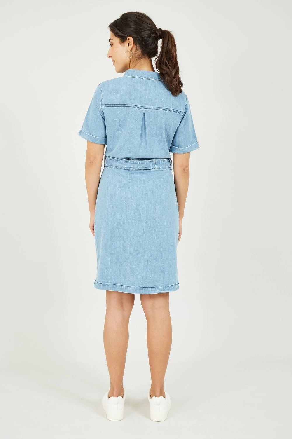 Yumi Blue Stretch Denim Utility Shirt Dress 3 Yumi Blue Stretch Denim Utility Shirt Dress - Image 3