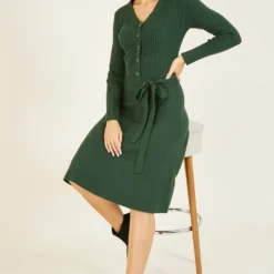 Yumi Dark Green Knitted Skater Dress -Cheap My Dreamy Dress Store yumi dark green knitted skater dress p10860 108769 image