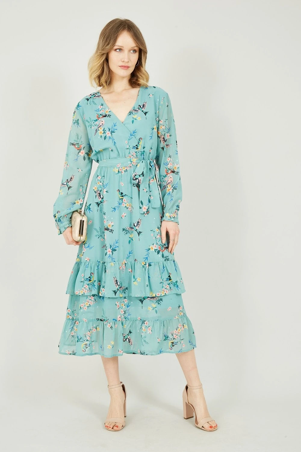 Yumi Green Botanical Bird Print Gypsy Dress 7 Yumi Green Botanical Bird Print Gypsy Dress - Image 7