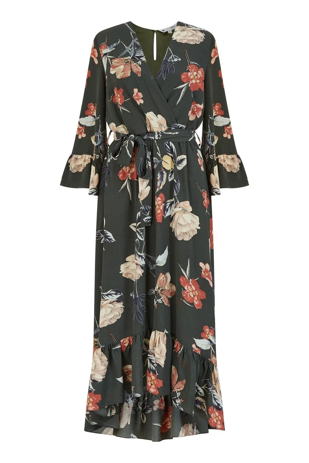 Yumi Green Floral Dip Hem Midi Dress 6 Yumi Green Floral Dip Hem Midi Dress - Image 6