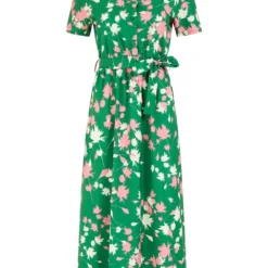 Yumi Green Floral Print Midi Shirt Dress -Cheap My Dreamy Dress Store yumi green floral print midi shirt dress p14345 123425 image