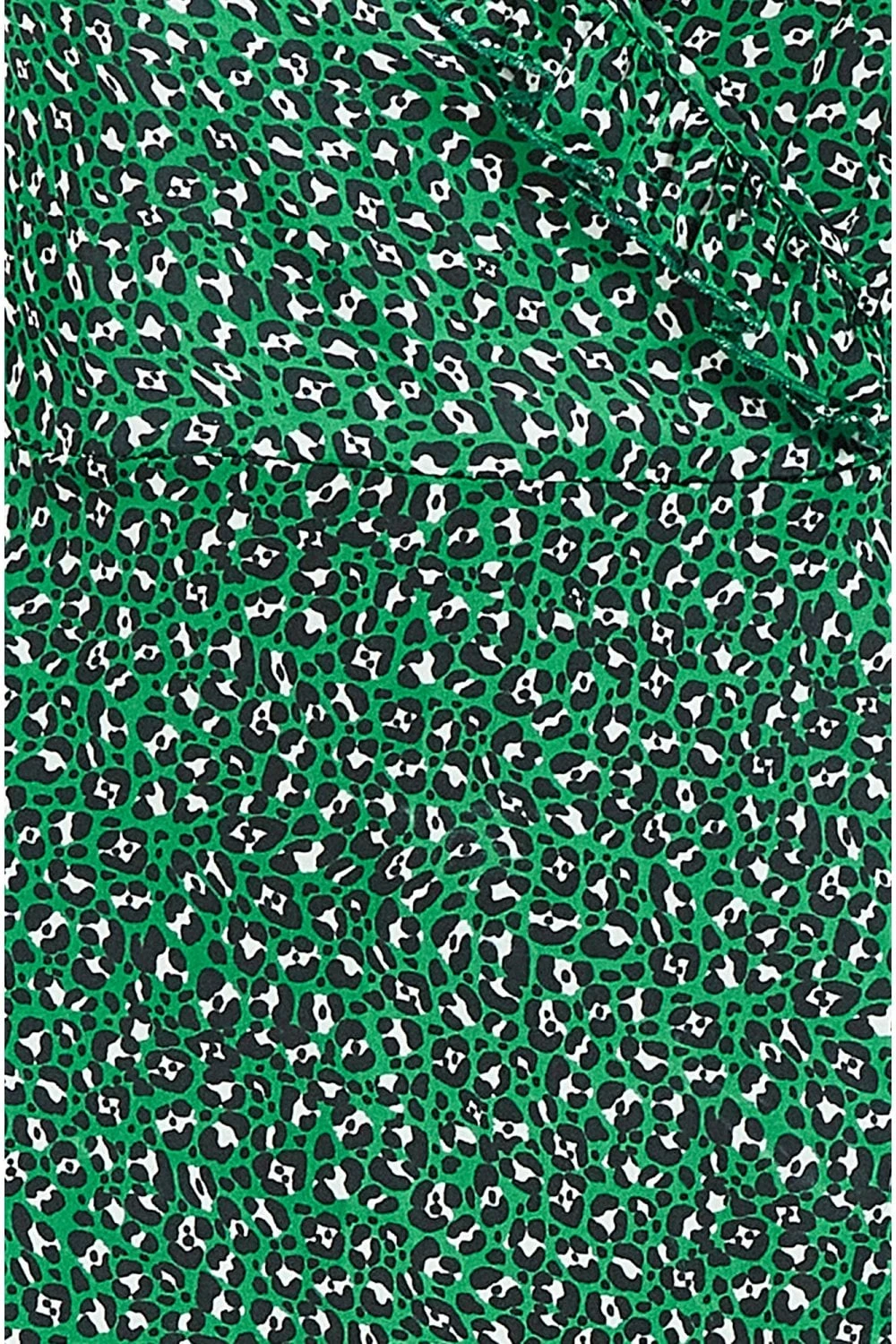 Yumi Green Leopard Satin Frill Wrap Midi Dress 5 Yumi Green Leopard Satin Frill Wrap Midi Dress - Image 5