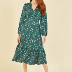Yumi Green Pebble Print Long Sleeve Midi Dress -Cheap My Dreamy Dress Store yumi green pebble print long sleeve midi dress p16049 130254 image