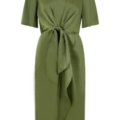 Yumi Green Satin Tie Detail Midi Dress -Cheap My Dreamy Dress Store yumi green satin tie detail midi dress p18990 144015 image