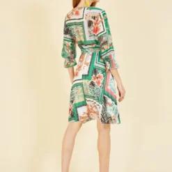 Yumi Green Scarf Print Tropical Pleated Dress With Belt -Cheap My Dreamy Dress Store yumi green scarf print tropical pleated dress with belt p14418 123393 image
