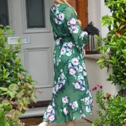 Yumi Green Watercolour Floral Dip Hem Midi Dress -Cheap My Dreamy Dress Store yumi green watercolour floral dip hem midi dress p14911 125490 image