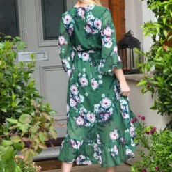 Yumi Green Watercolour Floral Dip Hem Midi Dress -Cheap My Dreamy Dress Store yumi green watercolour floral dip hem midi dress p14911 125491 image