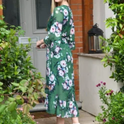 Yumi Green Watercolour Floral Dip Hem Midi Dress -Cheap My Dreamy Dress Store yumi green watercolour floral dip hem midi dress p14911 125493 image