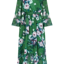 Yumi Green Watercolour Floral Dip Hem Midi Dress -Cheap My Dreamy Dress Store yumi green watercolour floral dip hem midi dress p14911 125495 image
