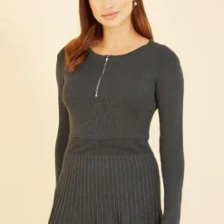 Yumi Grey Knitted Pleated Skater Dress With Zip 6 Yumi Grey Knitted Pleated Skater Dress With Zip -Cheap My Dreamy Dress Store yumi grey knitted pleated skater dress with zip p16277 132034 image