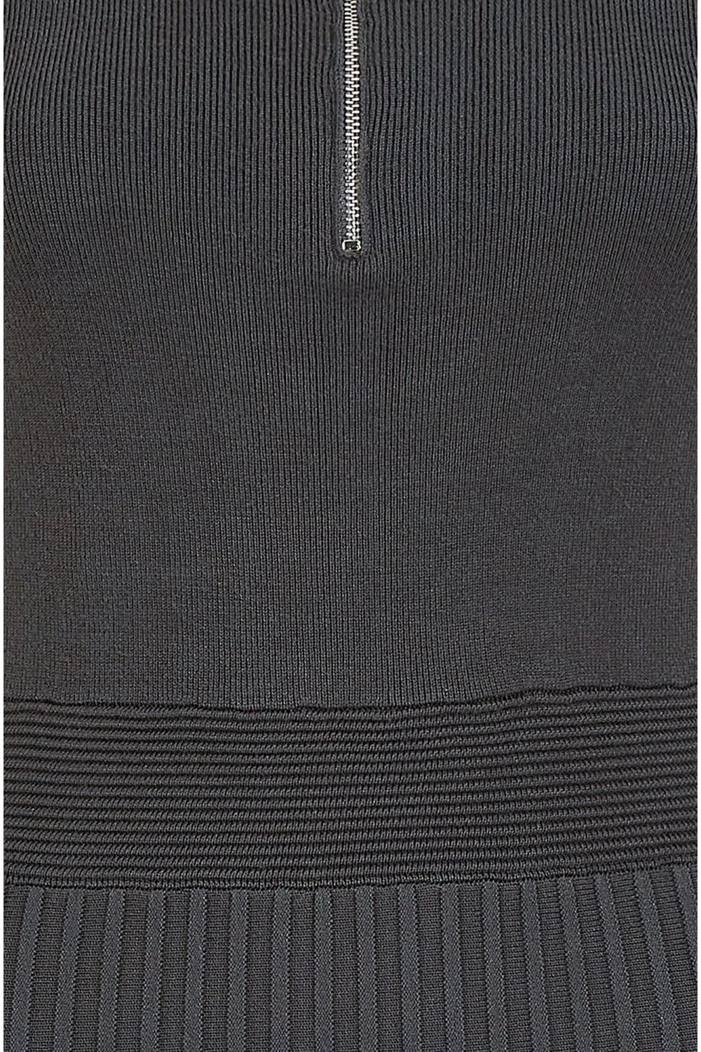 Yumi Grey Knitted Pleated Skater Dress With Zip 5 Yumi Grey Knitted Pleated Skater Dress With Zip - Image 5