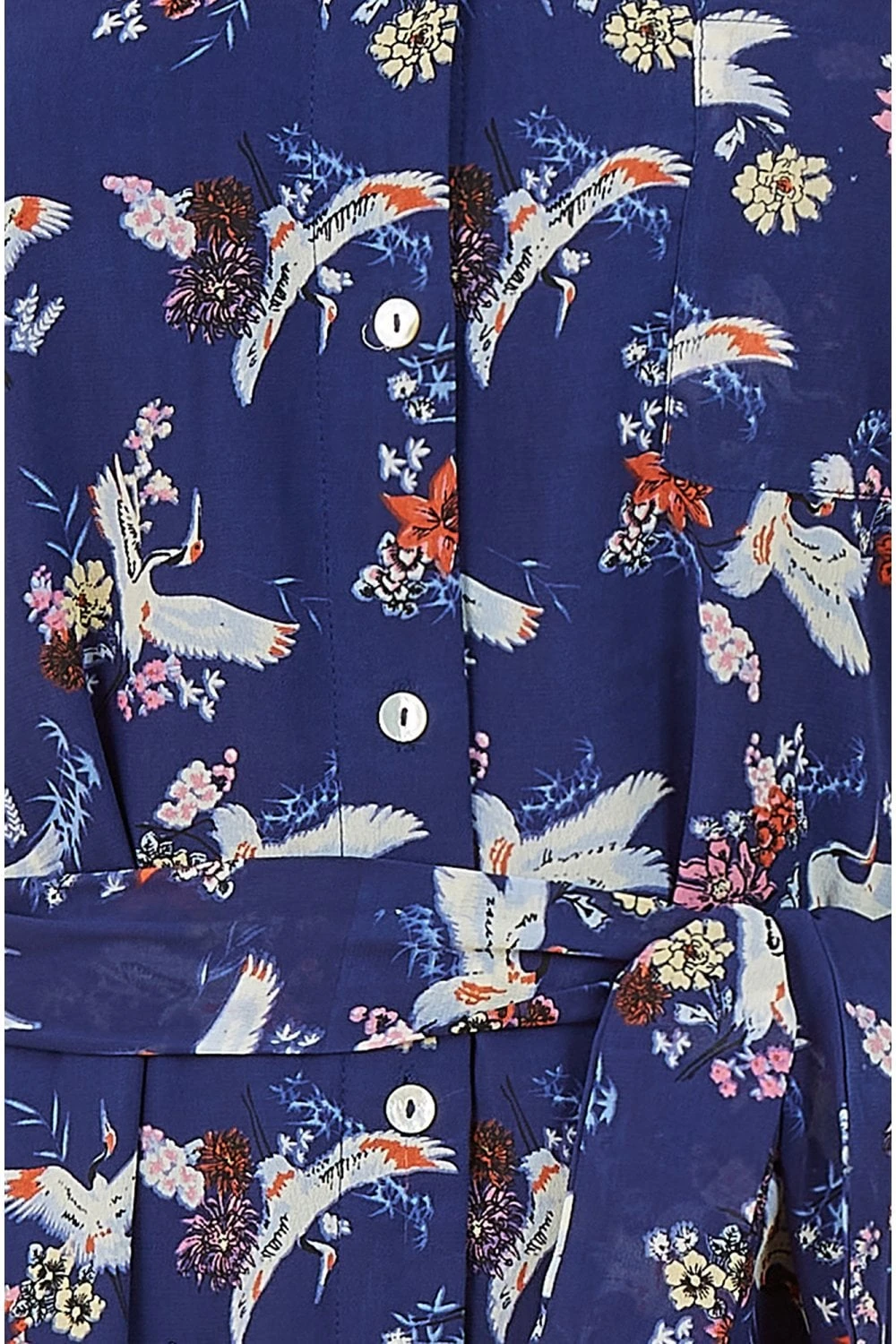 Yumi Navy Crane Print Midi Shirt Dress 6 Yumi Navy Crane Print Midi Shirt Dress - Image 6