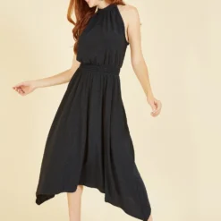 Yumi Navy Sparkle Halter Neck Handkerchief Midi Dress -Cheap My Dreamy Dress Store yumi navy sparkle halter neck handkerchief midi dress p15512 128350 image