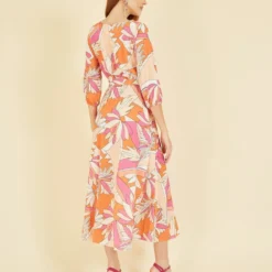 Yumi Orange Abstract Print Pleated Midi Dress -Cheap My Dreamy Dress Store yumi orange abstract print pleated midi dress p14544 123993 image