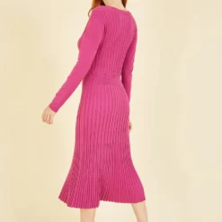 Yumi Pink Knitted Button Down Shirt Dress -Cheap My Dreamy Dress Store yumi pink knitted button down shirt dress p16312 132194 image