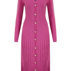 Yumi Pink Knitted Button Down Shirt Dress -Cheap My Dreamy Dress Store yumi pink knitted button down shirt dress p16312 132196 image