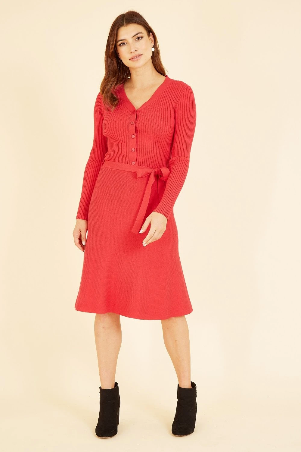 Yumi Red Knitted Skater Dress 1 Yumi Red Knitted Skater Dress