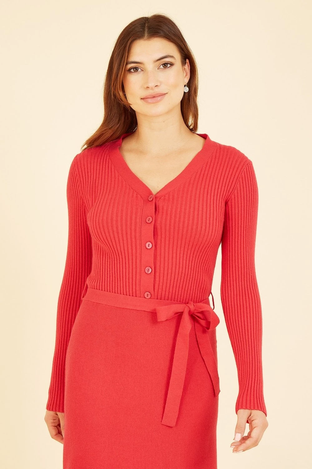Yumi Red Knitted Skater Dress 4 Yumi Red Knitted Skater Dress - Image 4