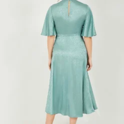 Yumi Sage Green Leopard Jacquard Wrap Dress -Cheap My Dreamy Dress Store yumi sage green leopard jacquard wrap dress p11968 110252 image