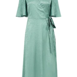 Yumi Sage Green Leopard Jacquard Wrap Dress -Cheap My Dreamy Dress Store yumi sage green leopard jacquard wrap dress p11968 110253 image