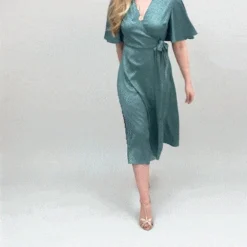 Yumi Sage Green Leopard Jacquard Wrap Dress -Cheap My Dreamy Dress Store yumi sage green leopard jacquard wrap dress p11968 115839 image