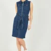 Yumi Sleeveless Denim Stretch Utility Dress