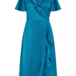 Yumi Teal Satin Wrap Midi Dress -Cheap My Dreamy Dress Store yumi teal satin wrap midi dress p14907 126645 image